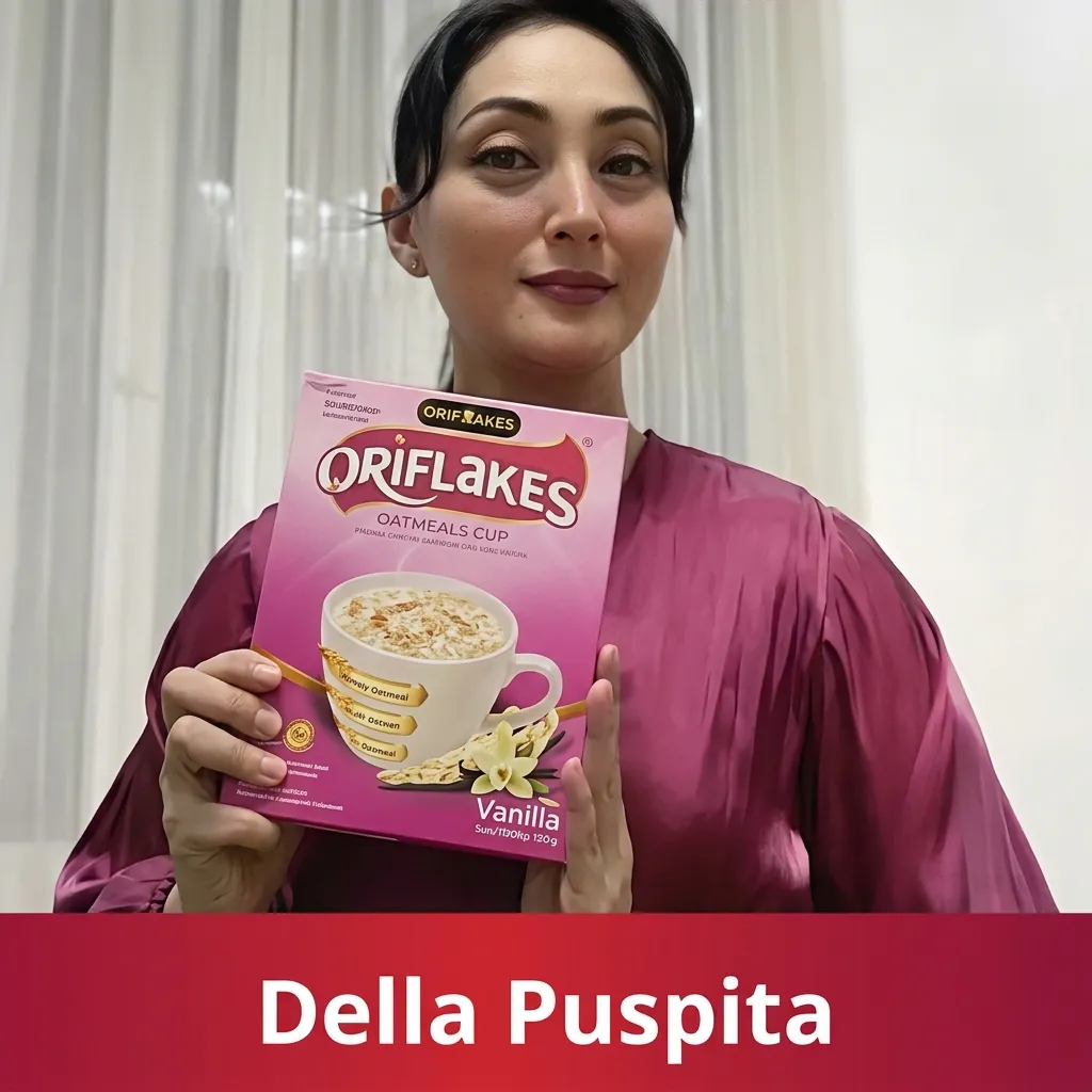 Della Puspita mengkonsumsi Oriflakes